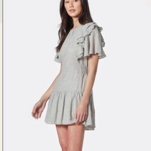 joie Elegant Heather Grey Ruffle Dress Size M